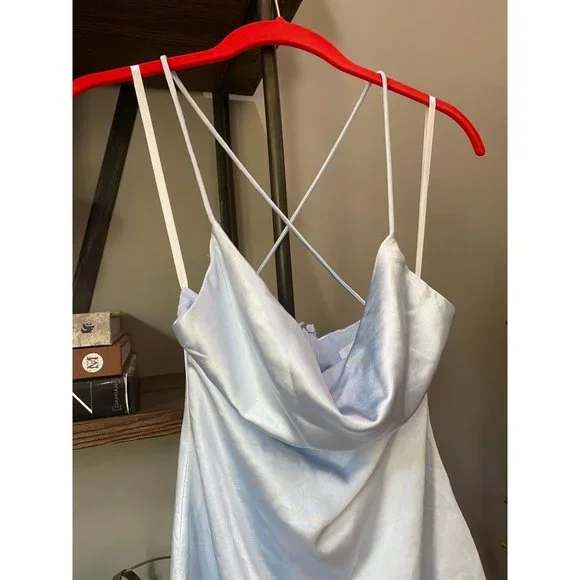 Superdown Billie Drape Midi Dress Dusty Blue Women's Size Small - Picture 5 of 9